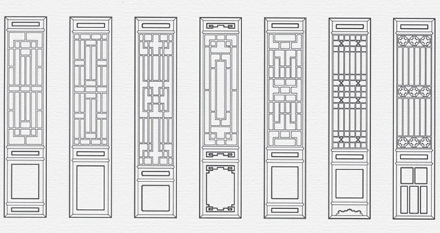 游仙常用中式仿古花窗图案隔断设计图